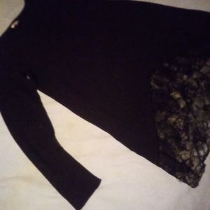 Logo Black long sleeve sweater with lace